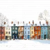 Winter Townhouses Snowy City Homes Clipart Bundle Printable JPG Card Making Paper Craft Junk Journal Scrapbooking Digital Download