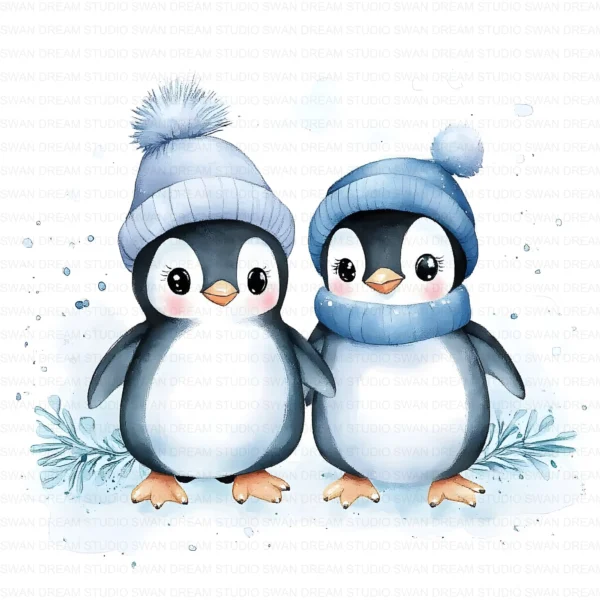 ClipartD8L_t1 Quirky Penguin Friend Cute Winter Clipart Bundle Printable JPG Card Making Paper Craft Junk Journal Scrapbooking Digital Download