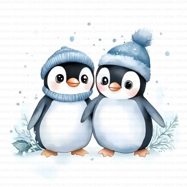 ClipartD8L_t10 Quirky Penguin Friend Cute Winter Clipart Bundle Printable JPG Card Making Paper Craft Junk Journal Scrapbooking Digital Download