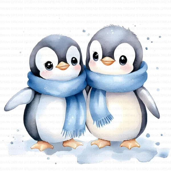 ClipartD8L_t12 Quirky Penguin Friend Cute Winter Clipart Bundle Printable JPG Card Making Paper Craft Junk Journal Scrapbooking Digital Download