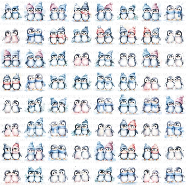 ClipartD8L_t13 Quirky Penguin Friend Cute Winter Clipart Bundle Printable JPG Card Making Paper Craft Junk Journal Scrapbooking Digital Download