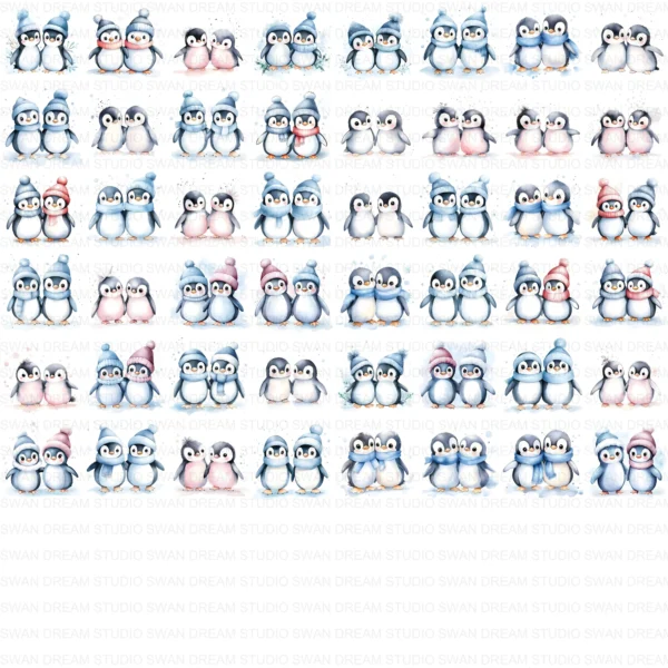 ClipartD8L_t14 Quirky Penguin Friend Cute Winter Clipart Bundle Printable JPG Card Making Paper Craft Junk Journal Scrapbooking Digital Download