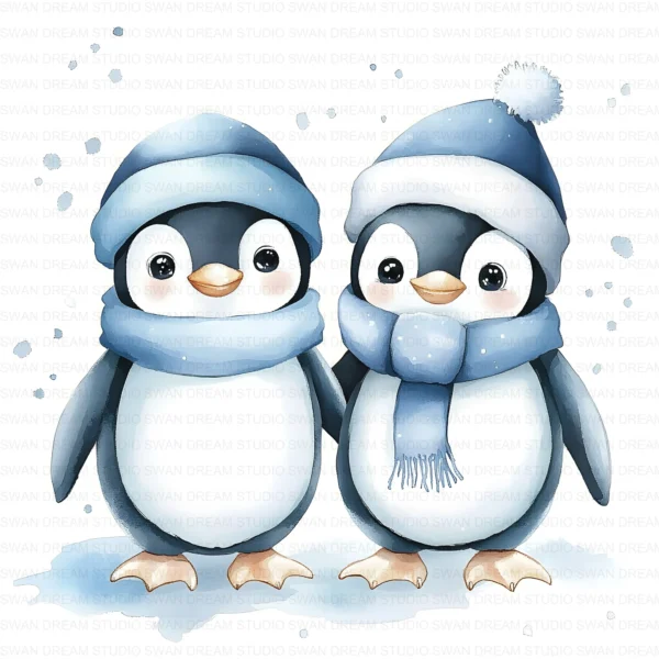 ClipartD8L_t2 Quirky Penguin Friend Cute Winter Clipart Bundle Printable JPG Card Making Paper Craft Junk Journal Scrapbooking Digital Download