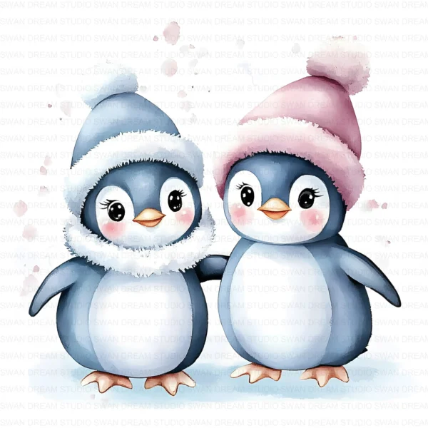 ClipartD8L_t7 Quirky Penguin Friend Cute Winter Clipart Bundle Printable JPG Card Making Paper Craft Junk Journal Scrapbooking Digital Download