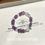 Faceted Amethyst Crystal Bracelet | Clear Quartz Accents | Wisdom Clarity & Calm Energy