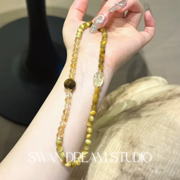 Tiger Eye Citrine Bracelet | Gold Pixiu Charm | Courage Focus & Wealth Attraction Energy