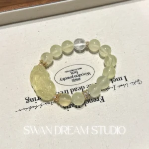 Citrine Pixiu Bracelet | Clear Quartz Accents | Wealth Attraction & Positive Energy Flow