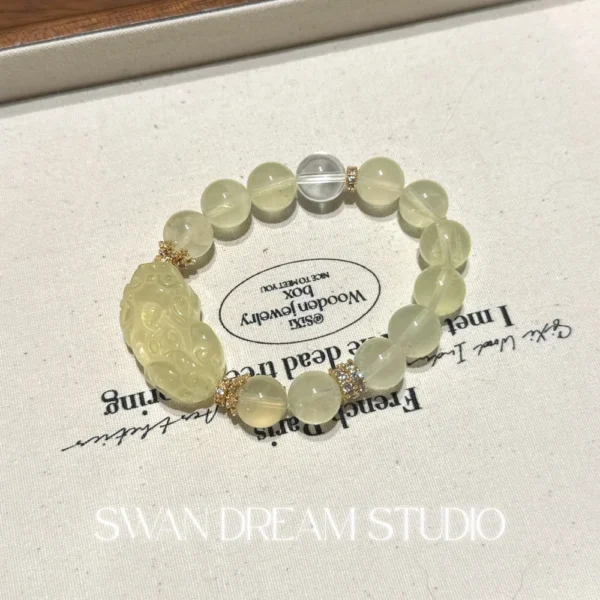 Citrine Pixiu Bracelet | Clear Quartz Accents | Wealth Attraction & Positive Energy Flow