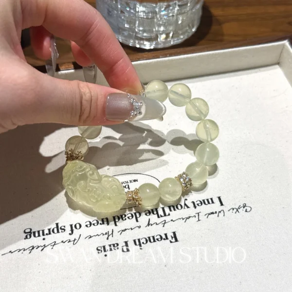 Citrine Pixiu Bracelet | Clear Quartz Accents | Wealth Attraction & Positive Energy Flow