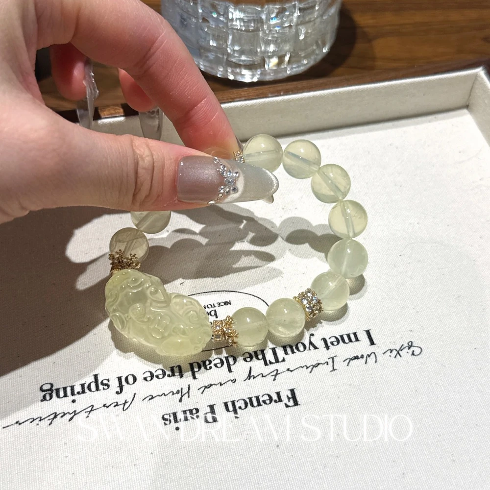 Citrine Pixiu Bracelet | Clear Quartz Accents | Wealth Attraction & Positive Energy Flow