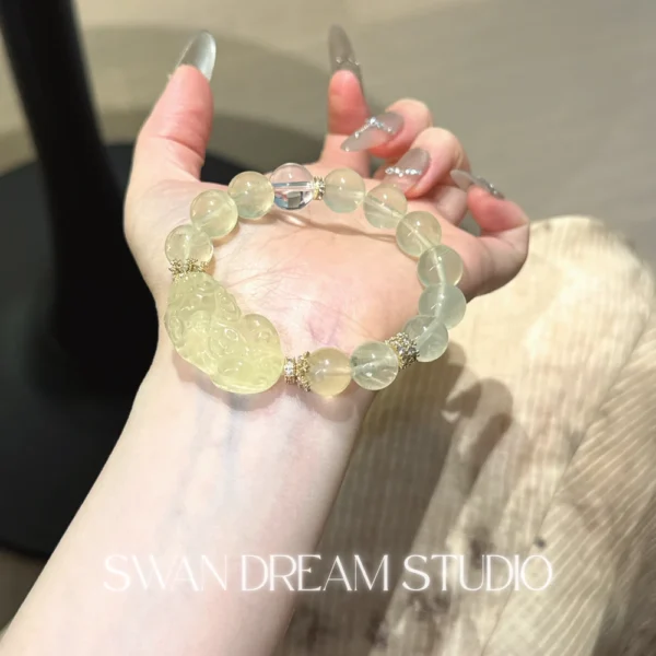 Citrine Pixiu Bracelet | Clear Quartz Accents | Wealth Attraction & Positive Energy Flow