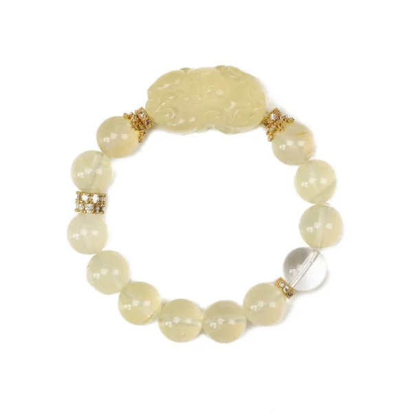 Citrine Pixiu Bracelet | Clear Quartz Accents | Wealth Attraction & Positive Energy Flow