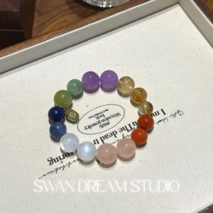 Cancer Crystal Bracelet | Rose Quartz Blue Moonstone Citrine | Emotional Healing Security & Abundance Energy