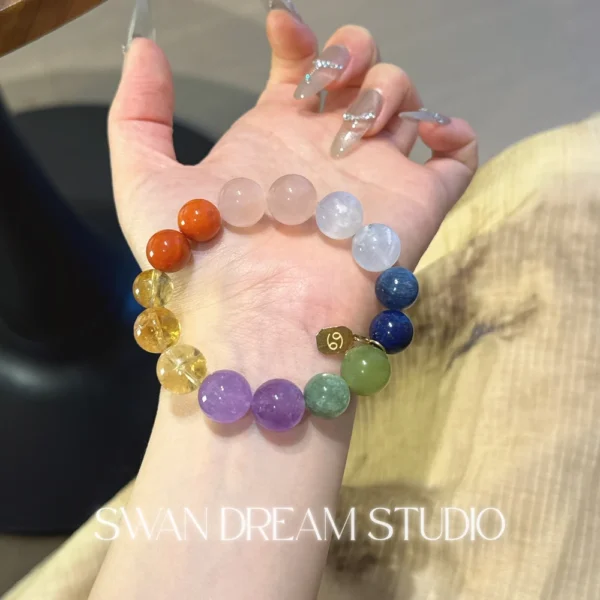Cancer Crystal Bracelet | Rose Quartz Blue Moonstone Citrine | Emotional Healing Security & Abundance Energy