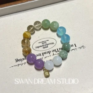 Virgo Crystal Bracelet | Aquamarine Citrine Blue Moonstone | Clarity Calm Focus & Emotional Balance