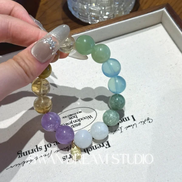 Virgo Crystal Bracelet | Aquamarine Citrine Blue Moonstone | Clarity Calm Focus & Emotional Balance