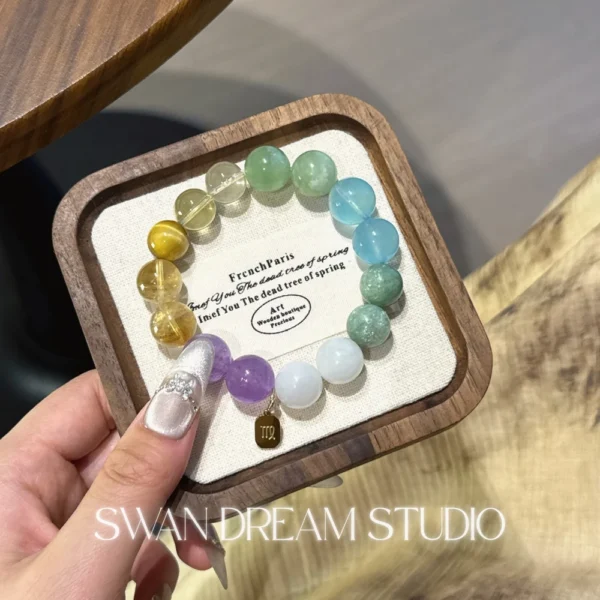 Virgo Crystal Bracelet | Aquamarine Citrine Blue Moonstone | Clarity Calm Focus & Emotional Balance