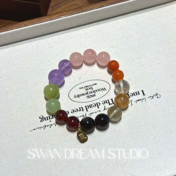 Scorpio Crystal Bracelet | Garnet Gold Sheen Obsidian Amethyst Citrine | Strength Transformation Inner Balance