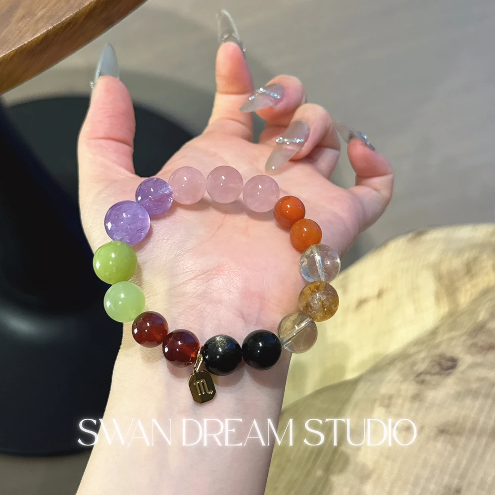 Scorpio Crystal Bracelet | Garnet Gold Sheen Obsidian Amethyst Citrine | Strength Transformation Inner Balance