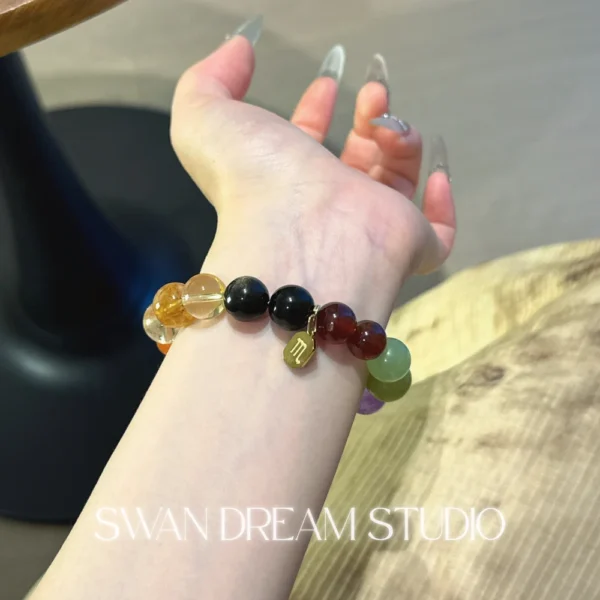 Scorpio Crystal Bracelet | Garnet Gold Sheen Obsidian Amethyst Citrine | Strength Transformation Inner Balance