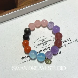 Libra Crystal Bracelet | Aquamarine Lavender Amethyst Strawberry Quartz | Balance Clarity Emotional Harmony Confidence