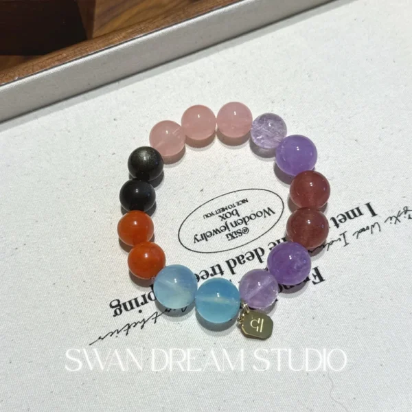 Libra Crystal Bracelet | Aquamarine Lavender Amethyst Strawberry Quartz | Balance Clarity Emotional Harmony Confidence