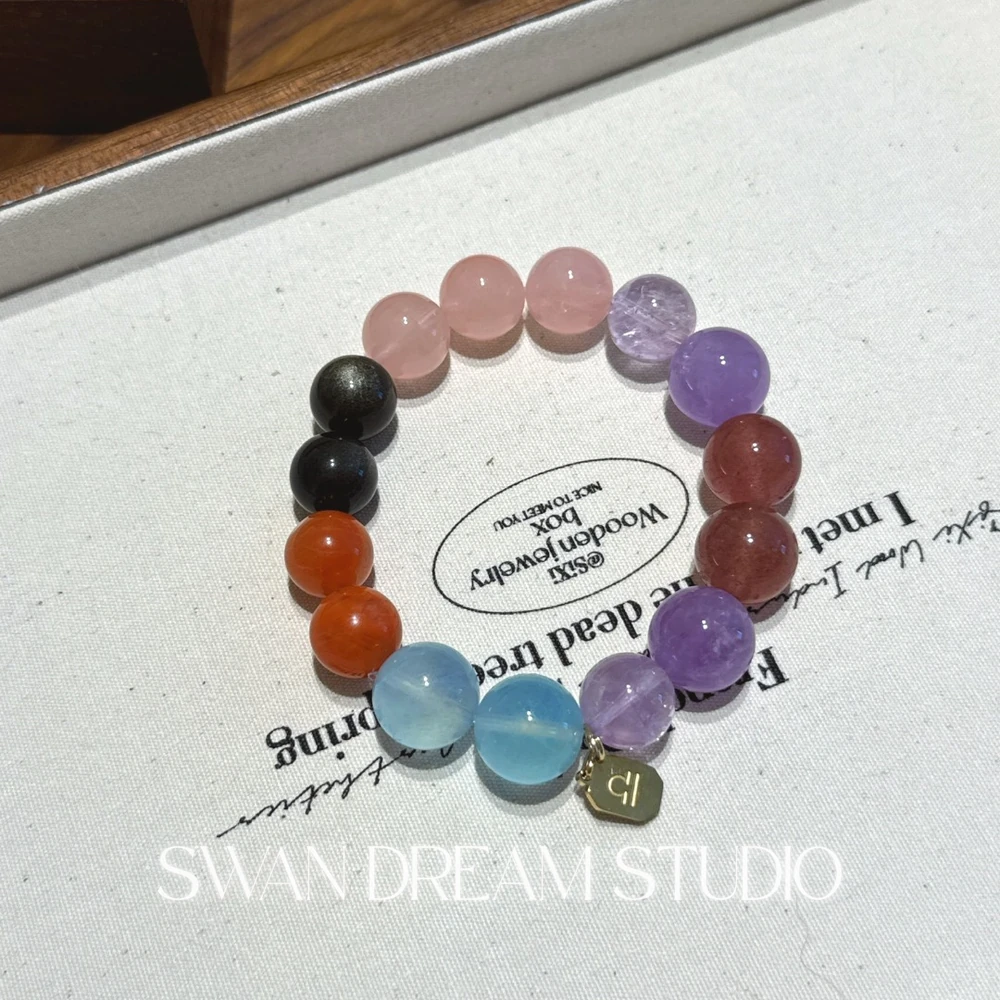 Libra Crystal Bracelet | Aquamarine Lavender Amethyst Strawberry Quartz | Balance Clarity Emotional Harmony Confidence