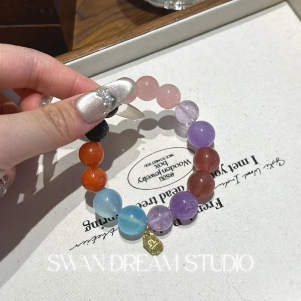 Libra Crystal Bracelet | Aquamarine Lavender Amethyst Strawberry Quartz | Balance Clarity Emotional Harmony Confidence