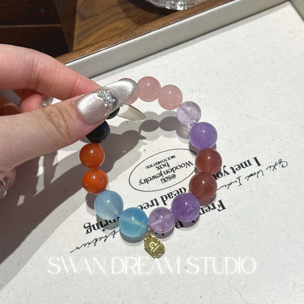 Libra Crystal Bracelet | Aquamarine Lavender Amethyst Strawberry Quartz | Balance Clarity Emotional Harmony Confidence