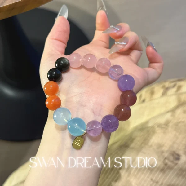 Libra Crystal Bracelet | Aquamarine Lavender Amethyst Strawberry Quartz | Balance Clarity Emotional Harmony Confidence