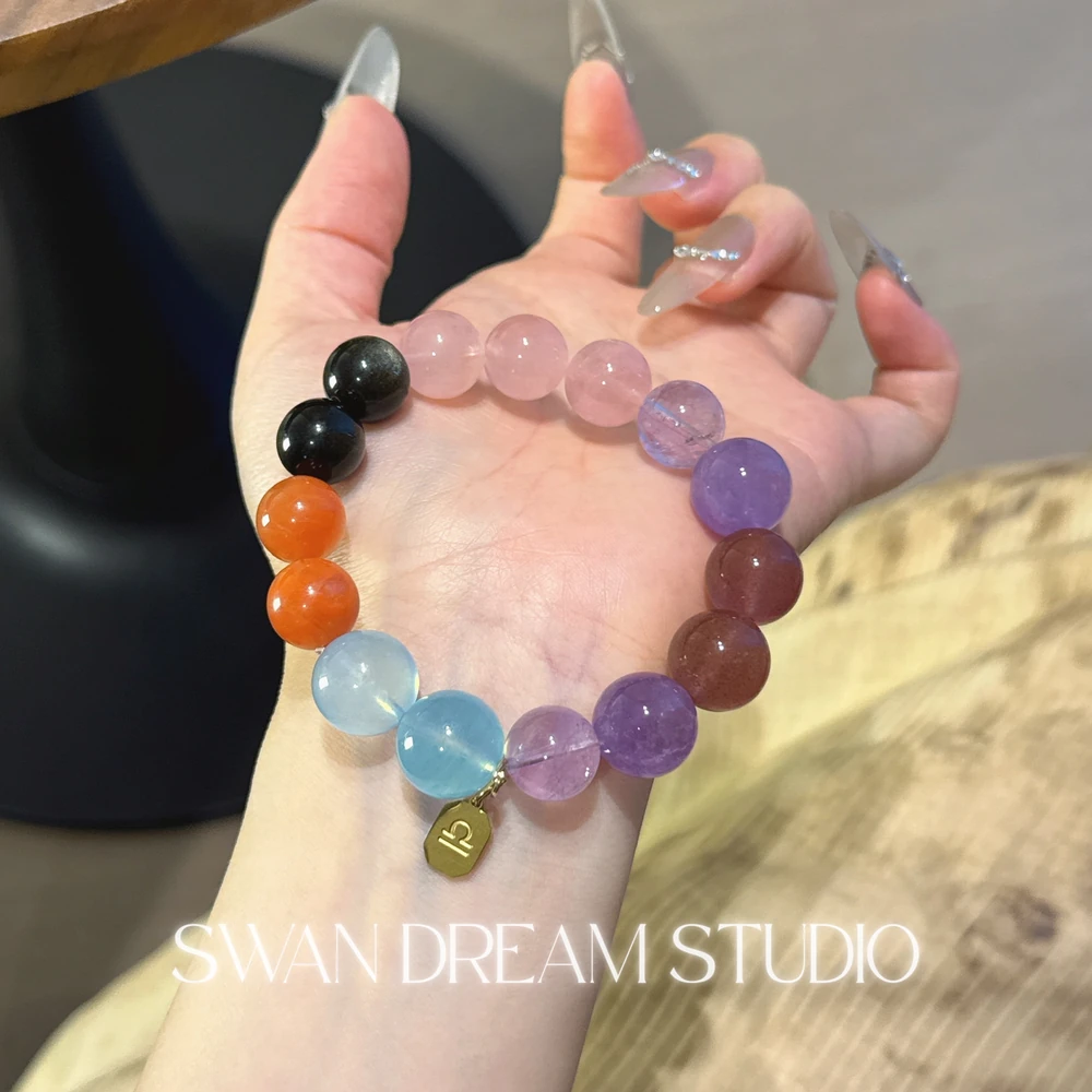 Libra Crystal Bracelet | Aquamarine Lavender Amethyst Strawberry Quartz | Balance Clarity Emotional Harmony Confidence