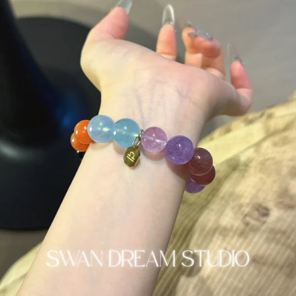 Libra Crystal Bracelet | Aquamarine Lavender Amethyst Strawberry Quartz | Balance Clarity Emotional Harmony Confidence