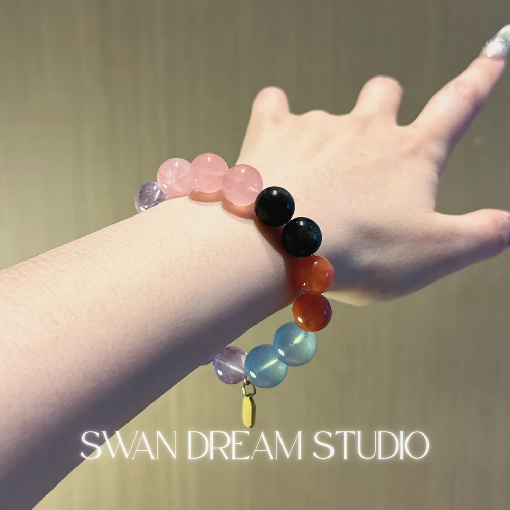 Libra Crystal Bracelet | Aquamarine Lavender Amethyst Strawberry Quartz | Balance Clarity Emotional Harmony Confidence