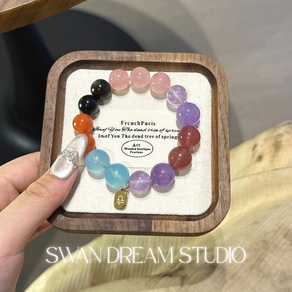 Libra Crystal Bracelet | Aquamarine Lavender Amethyst Strawberry Quartz | Balance Clarity Emotional Harmony Confidence
