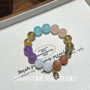 Taurus Crystal Bracelet | Aquamarine Moonstone Citrine Sunstone | Abundance Confidence & Love