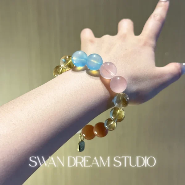 Taurus Crystal Bracelet | Aquamarine Moonstone Citrine Sunstone | Abundance Confidence & Love