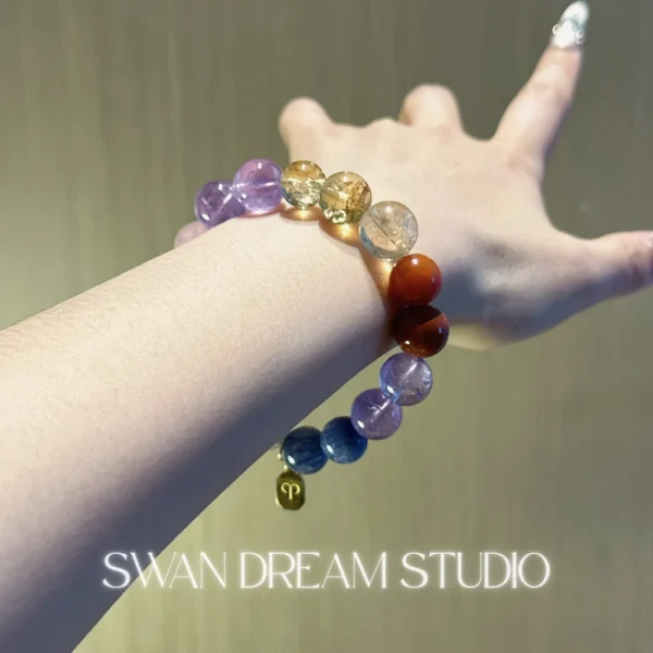 1619_5 Aries Energy Crystal Beaded Bracelet — Ignite Focused Fire & Calm Inner Storm